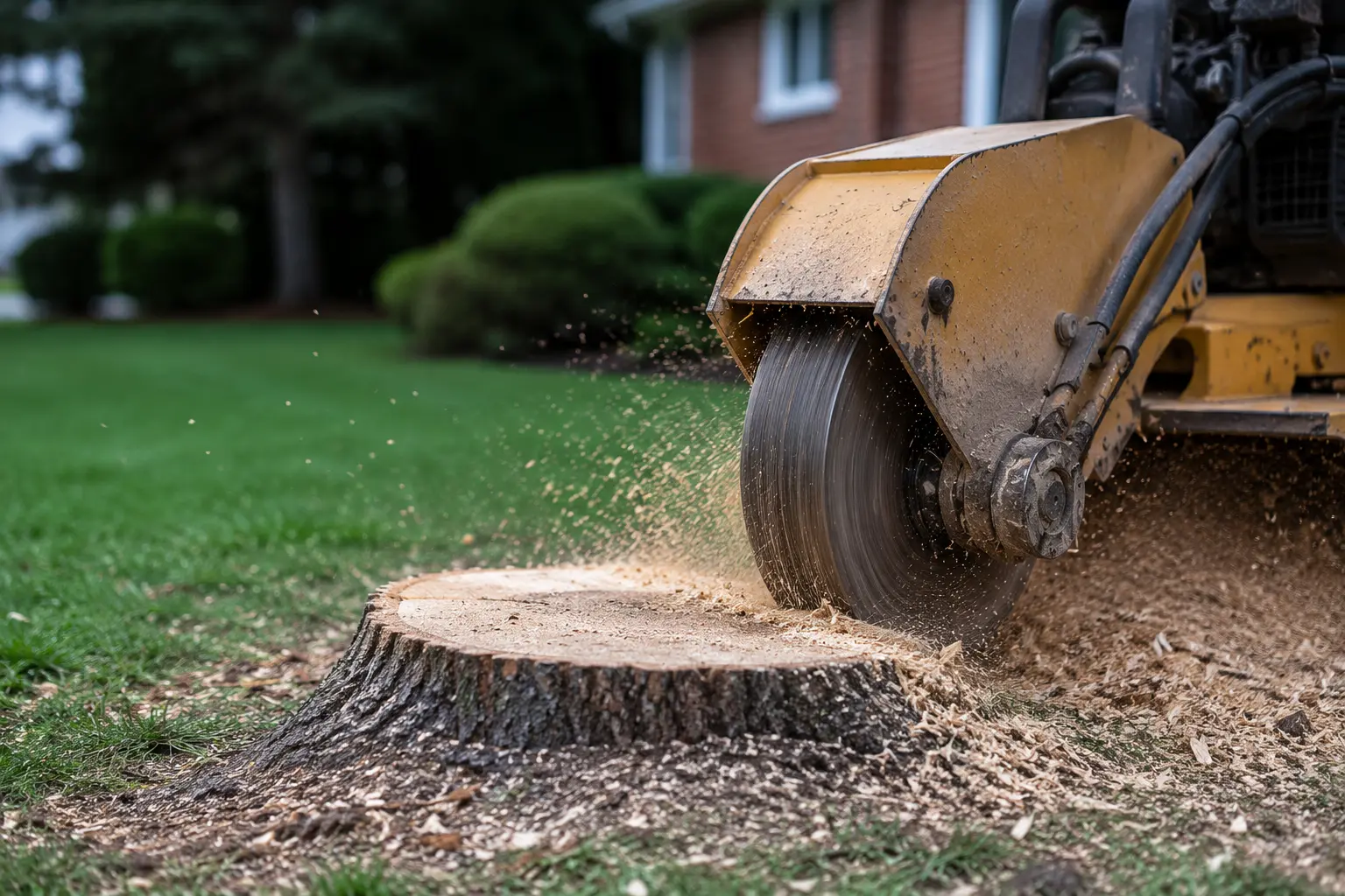 Northern Edge Green Professional Stump Grinding Ottawa Northern Edge Green professional stump grinding equipment in operation at an Ottawa residential property