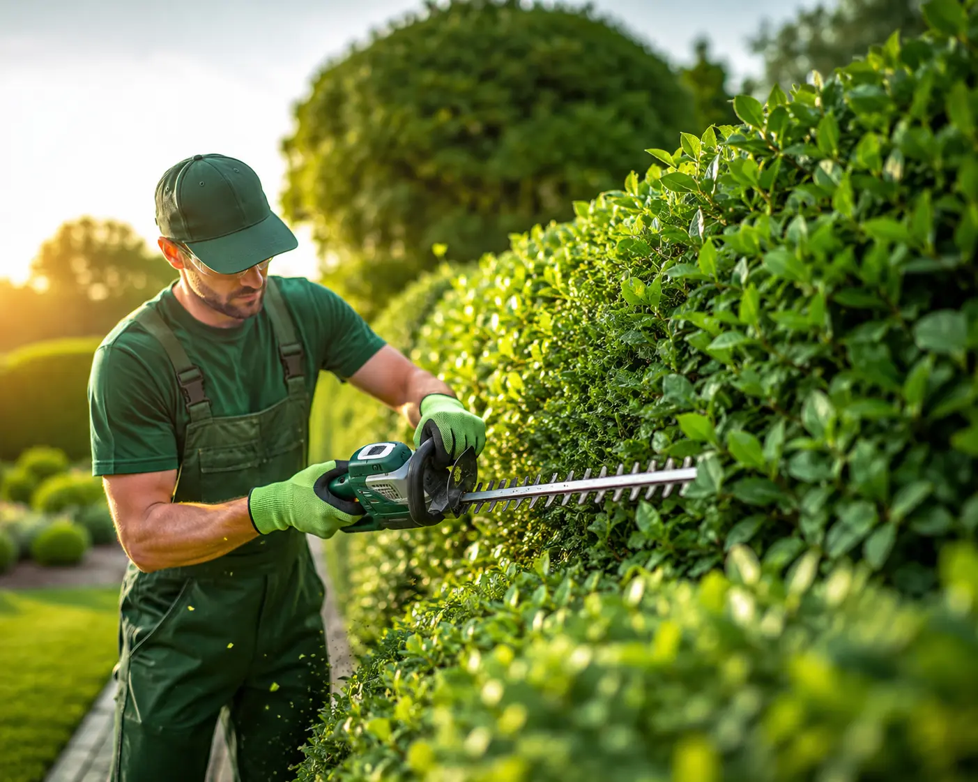 Professional hedge trimming service shaping and maintaining healthy residential hedges in Ottawa, Ontario